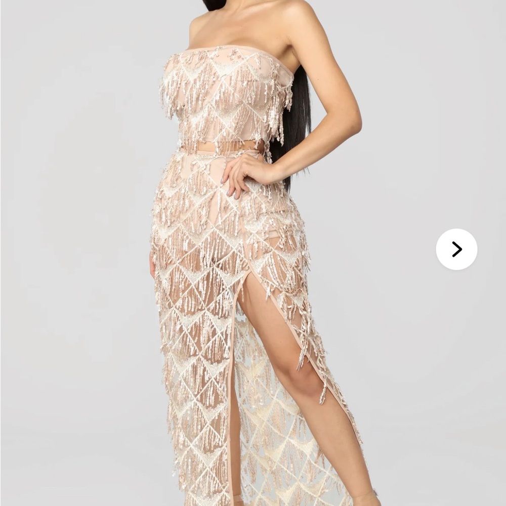 Fashion Nova Diamond Shine Sequin Set - Rose Gold XS